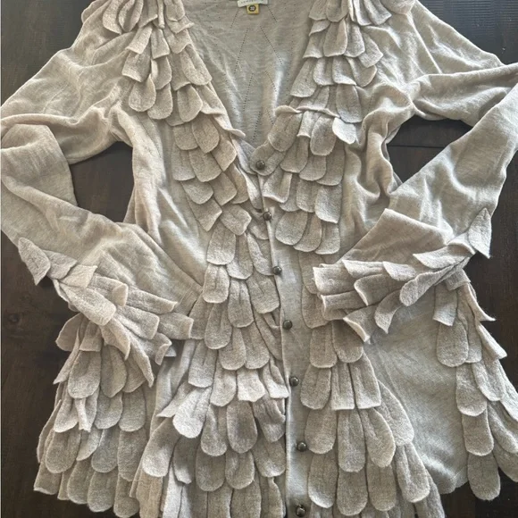 Leifsdottir Beige Layered Women's Cardigan~Size Large-~fitted~gorgeous! 🖤 - Picture 3 of 9